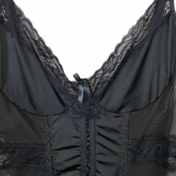 Coquette Diva Bustier Corset Look Black Sexy Vibe Stretch SZ 3X to 4X Sheer Mesh - Picture 3 of 16